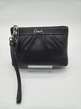 Coach 43431 Black Glovetanned Pleated Leather Wristlet